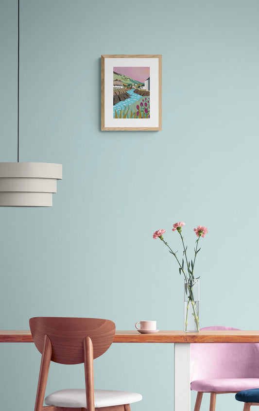 A4 Wall art print of Boscatle Harbour in Cornwall, a contemporary digital artwork.